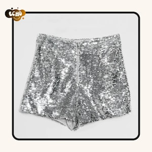 Sexy Women’s Sequin High Waist Bodycon Shorts – Skinny Party, Club & Festival Rave Pole Dance Shorts