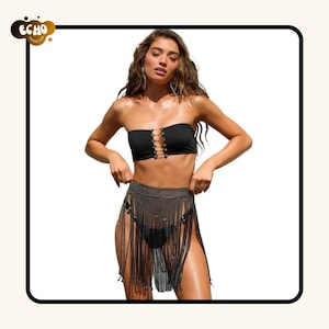 Neon-fringe dansrok | Sprankelende ravebroek met kwastjes | Festivalfeestoutfit voor dames