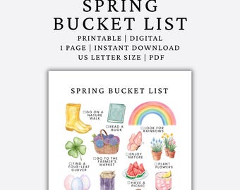 Spring Bucket List Printable | Family Activities (Digital Download)