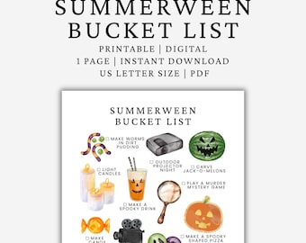 Summerween Bucket List, Spooky Summer Activities (Digital Download)