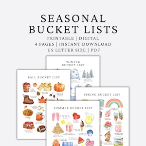 Seasonal Bucket List Printable | Cozy Year-Round Activities (Digital Download) image 1