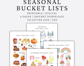 Seasonal Bucket List Printable | Cozy Year-Round Activities (Digital Download)