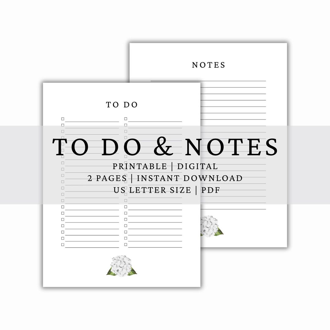 To Do Notes.pdf Hydrangea to Do & Notes Pages, Stationery, Notes Keeper, Memo Pad, to ...