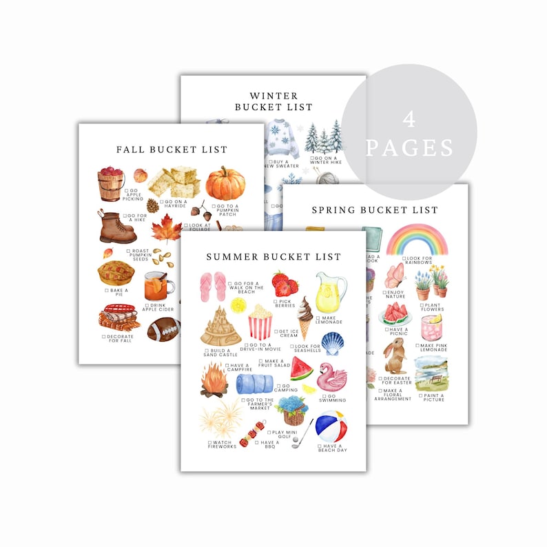 Seasonal Bucket List Printable | Cozy Year-Round Activities (Digital Download) image 2