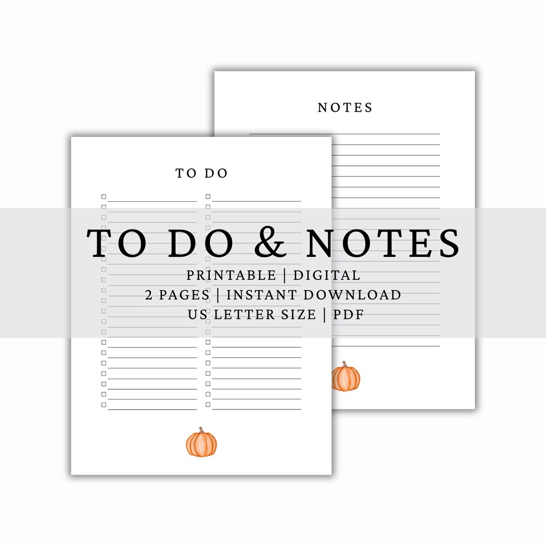 Fall Notes Page Fall Pumpkin to Do & Notes Pages, Stationery, Notes Keeper, Memo Pad ...