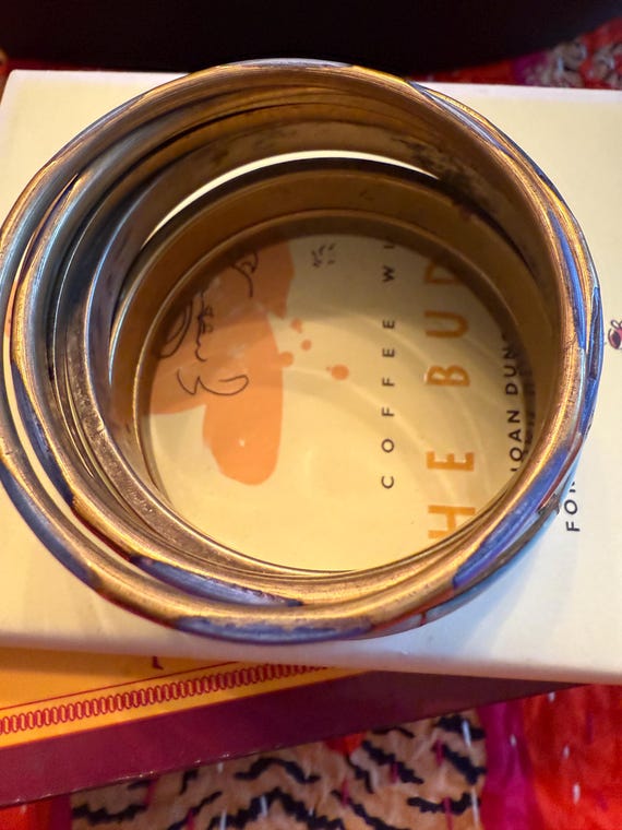 Brass And Shell Inlay Bold Bangle Set Multi Color… - image 4