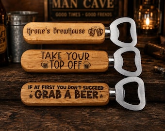 Personalized Wooden Bottle Opener | Custom Engraved Groomsman Gift, Bar Accessory