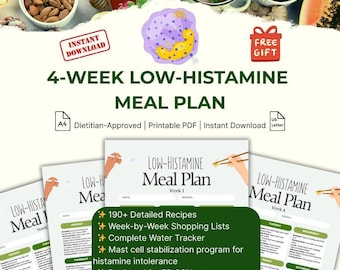 Histaminarmer Speiseplan, allergikerfreundliche Rezepte (4 Wochen, digitaler Download)
