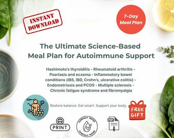 7 Day Autoimmune Meal Plan PDF - Anti-Inflammatory, Easy Recipes, Hashimoto's Diet