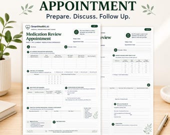 Medication Review Appointment Planner, Printable Medication List and Doctor Visit Questions