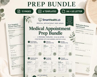 Medical Appointment Prep Bundle, Doctor Visit Planner, Health Organizer Printable PDF