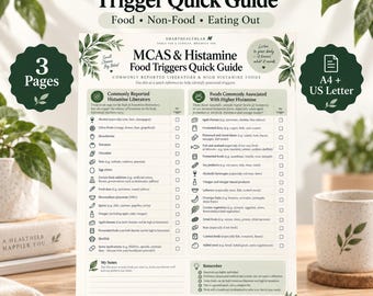 MCAS Trigger Guide, Histamine Food List and Eating Out Checklist Printable
