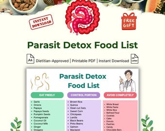 Parasite Detox Food List | Anti-Parasitic Diet Guide | Comprehensive Eating Plan PDF