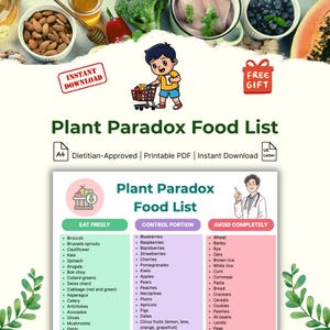 Plant Paradox Food List: Complete 130+ Item to Eat Freely, Control Portion & Avoid Foods