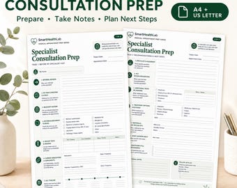 Specialist Appointment Prep Printable, Doctor Visit Organizer, Medical Consultation Notes, A4 US Letter