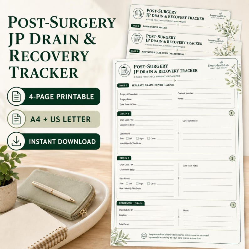 Surgical Guide.pdf JP Drain Tracker Printable, Post-surgery Recovery Log, Patient ...