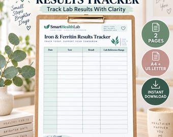 Iron & Ferritin Results Tracker Printable, Lab Test Log, Doctor Visit Planner