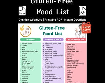 Glutenfreie Lebensmittelliste, 120 Lebensmittel für Zöliakie-Lebensmittelgeschäft und Gluten-freie Diät