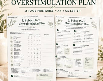 Public Place Overstimulation Plan Printable, Adult Sensory Trigger Map and Reset Tool