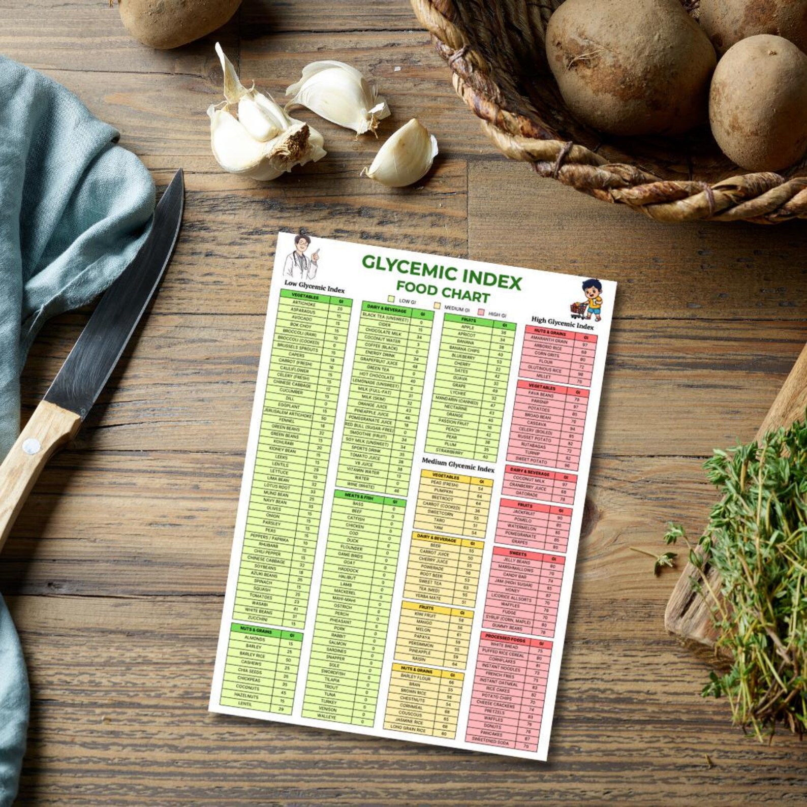 Glycemic Index Food Chart: Printable At-a-glance Guide (PDF) - Etsy