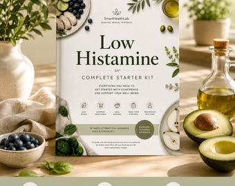 Startpaket med lågt histamininnehåll, utskrivbart | Matlista, måltidsplanerare, matguide, symptomjournal