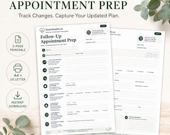 Follow-Up Appointment Prep Printable, Doctor Visit Planner, Medical Organizer PDF