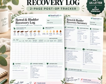 Bowel and Bladder Recovery Log, Post Op Tracker, Printable Surgery Recovery Planner