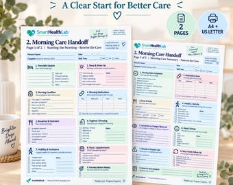 Morning Care Handoff Printable, Caregiver Shift Report, Home Care Communication Log