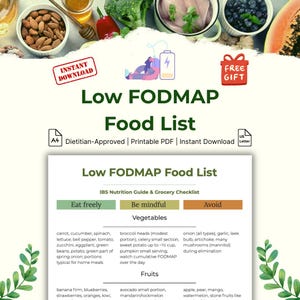 Low FODMAP Food List: IBS Nutrition Guide & Grocery Checklist (Digital Download)