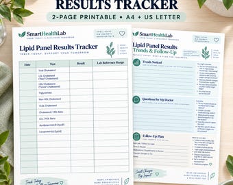 Lipid Panel Results Tracker Printable, Cholesterol Lab Log, Doctor Appointment Organizer