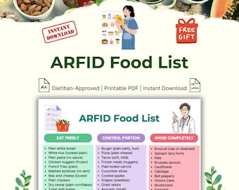 ARFID Food List Chart, sichere Lebensmittel für Erwachsene, digitaler Download