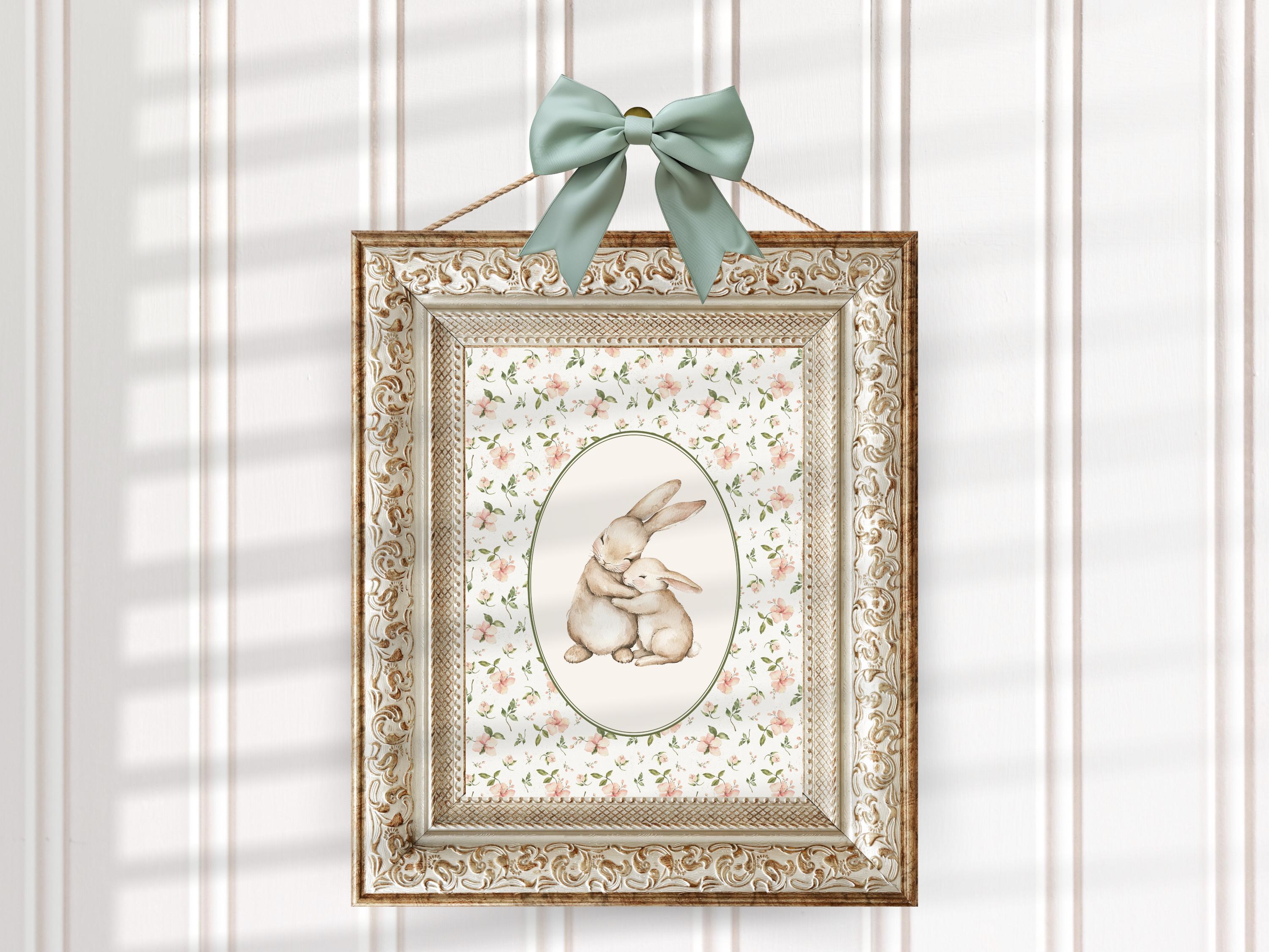 Cute Bunny Nursery Wall Art | Duck Gingham Kid's Room Decor | Farm ...
