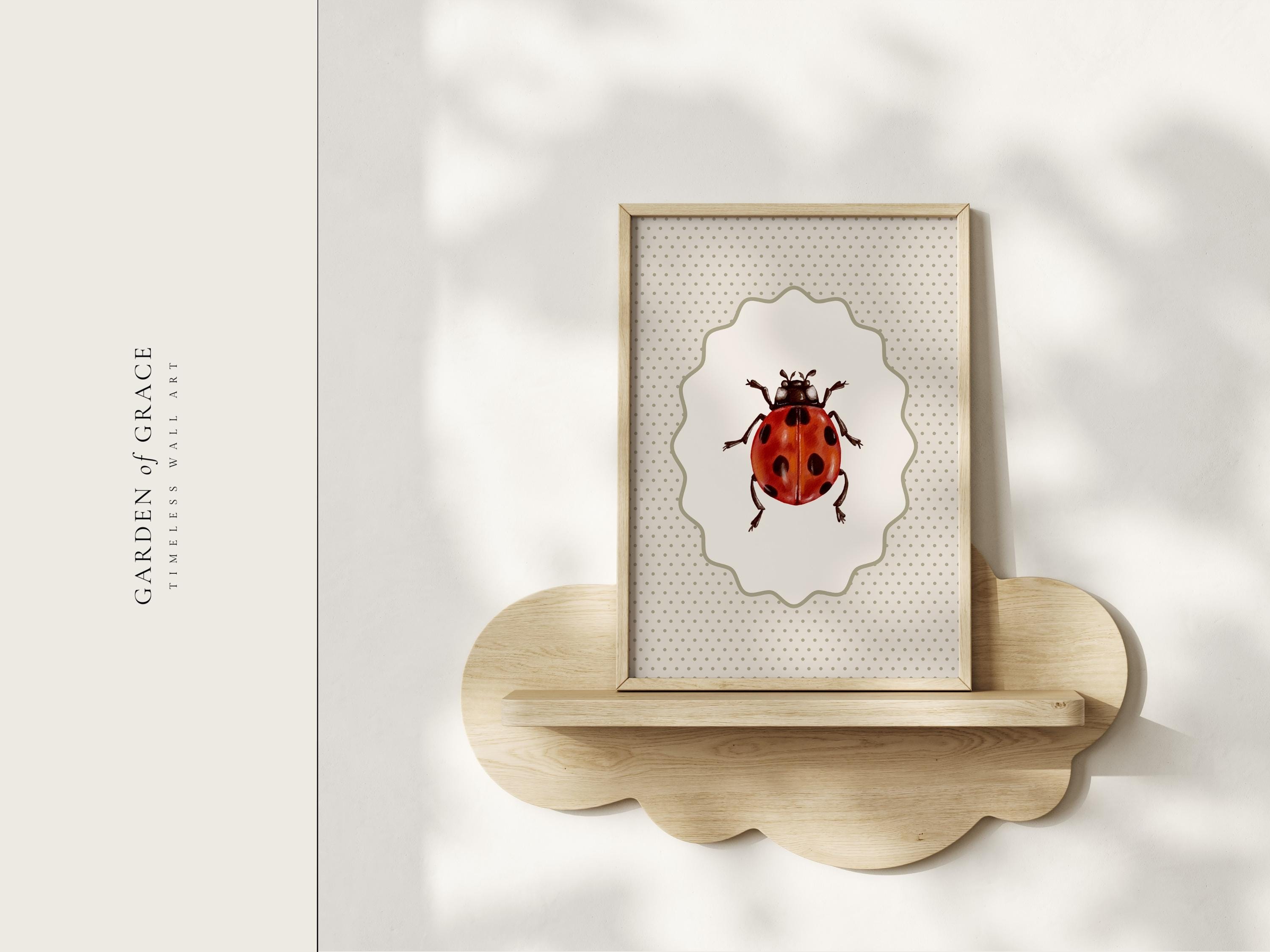 Ladybug Nursery Wall Art, Garden Bug Nursery Decor, Vintage Cottagecore ...