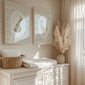 Goose and Bunny Nursery Wall Art Set of 2 | Farmhouse Kid's Room Decor ...