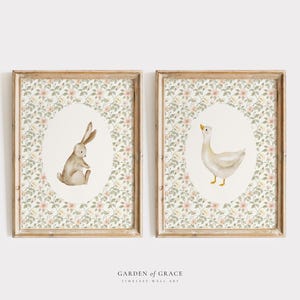 Goose and Bunny Nursery Wall Art Set of 2 | Farmhouse Kid's Room Decor ...