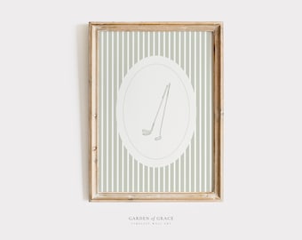 Golf Clubs Nursery Print | Farmhouse Sage Green Baby Kid's Room Decor | Neutral Vintage Golf Themed Wall Art Nursery | Digital Download