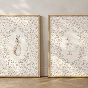 Bunny and Silly Goose Nursery Wall Art Set | Farmhouse Girl's Room ...
