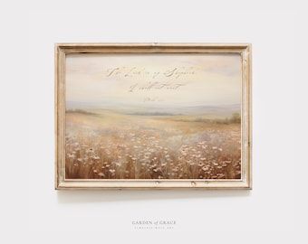 Vintage Psalm 23:1 - de heer is mijn herder schilderij kunst aan de muur | Christelijke lentebloemenkunst, bijbelversafdruk | Afdrukbare bijbelposter
