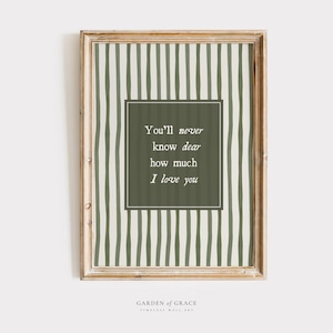 You&#39;ll Never Know Dear Wall Art Print for Nursery, Farmhouse kid&#39;s Room Decor Print, Dark Sage Green Poster, Vintage Cottagecore Rhyme