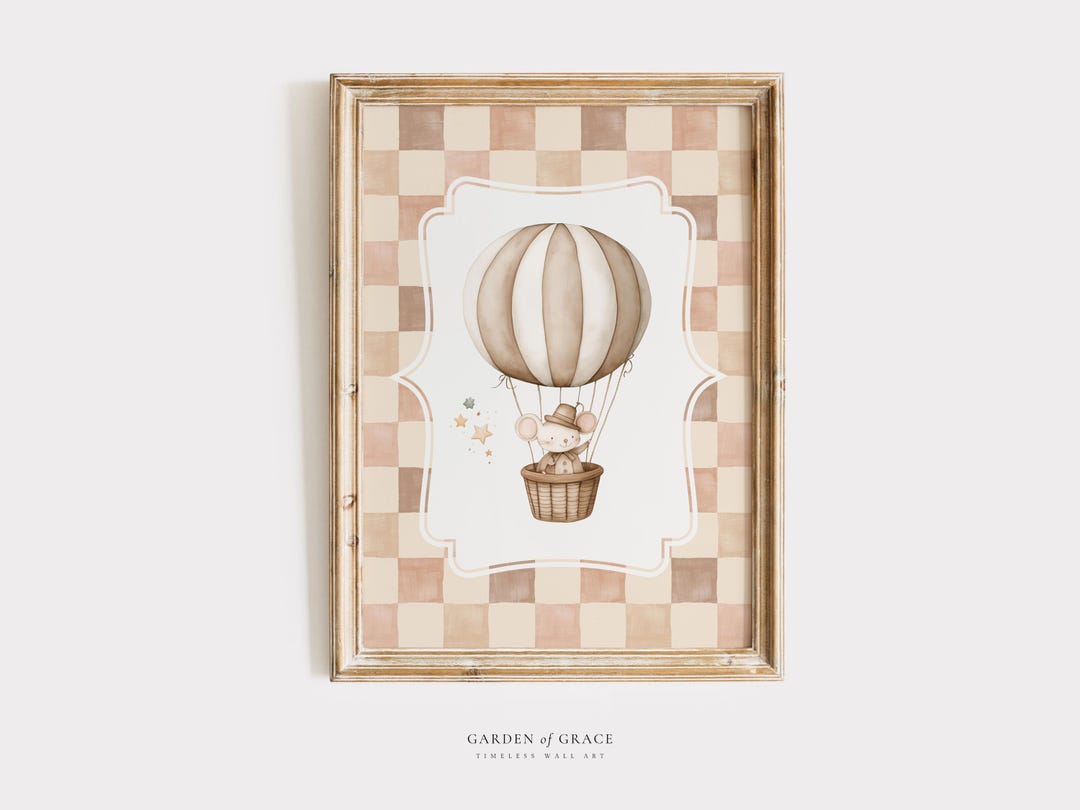 Circus Hot Air Balloon Nursery Wall Art, Neutral Color Kid's Room Art ...