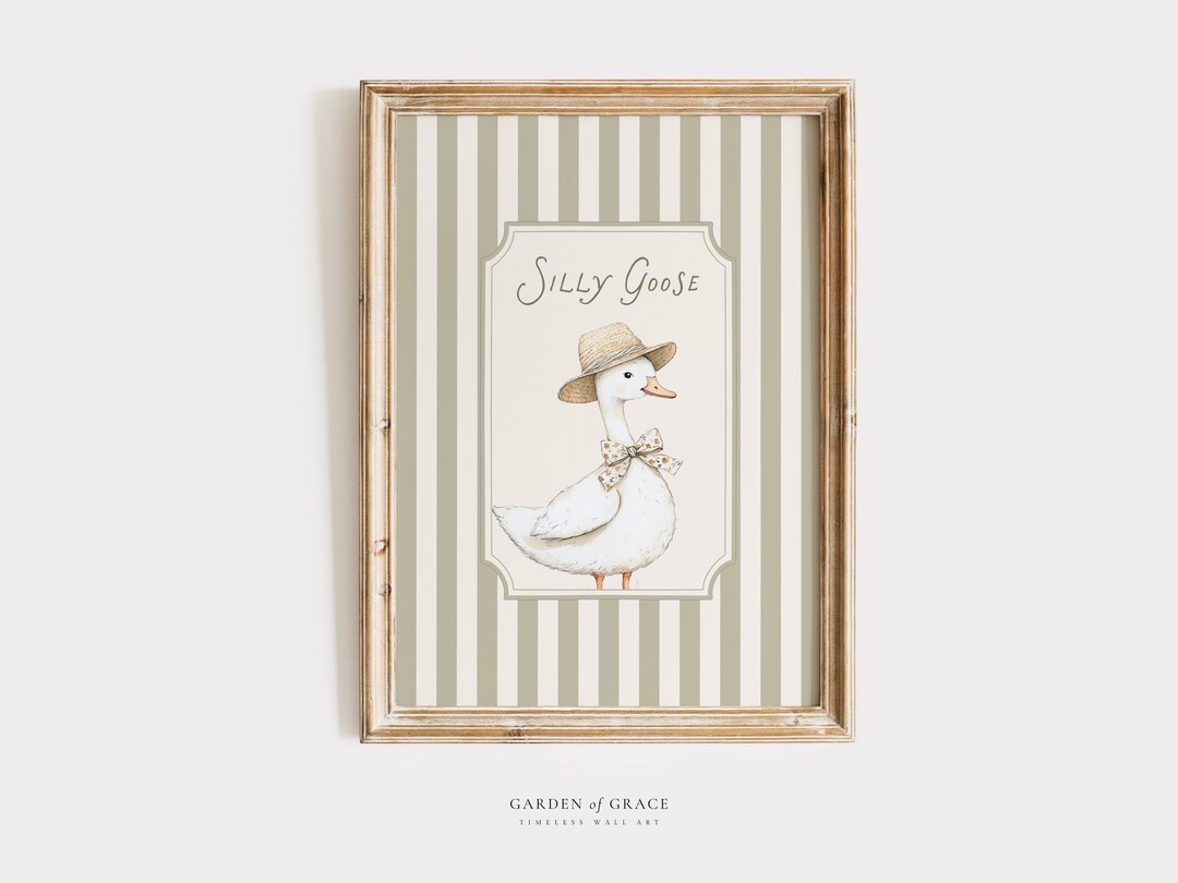 Silly Little Goose Nursery Wall Art Print | Sage Green Farmhouse Kid's ...