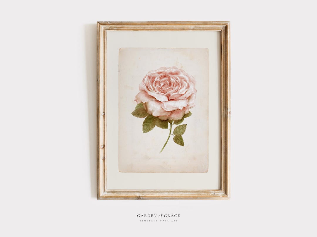 Vintage Pink Rose Wall Art for Girl Nursery | Farmhouse Girl's Room ...