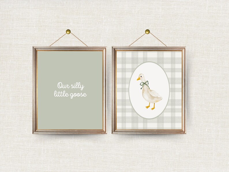 Vintage Silly Goose and Quote Nursery Wall Art Set of 2 | Farmhouse Kid ...