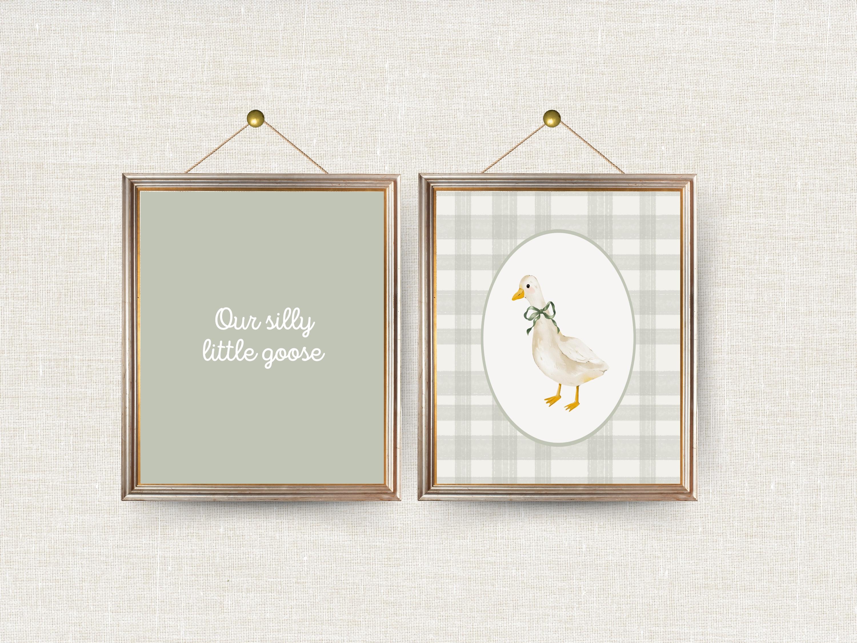 Vintage Silly Goose and Quote Nursery Wall Art Set of 2 | Farmhouse Kid ...