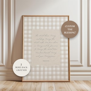 Impresión personalizada de "La Bendición", impresión con versículo bíblico y nombre para guardería, regalo personalizado, arte mural vintage para guardería, arte para sala de juegos o regalo para baby shower.