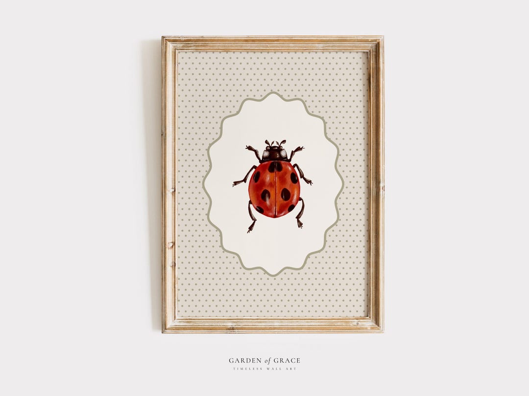 Ladybug Nursery Wall Art, Garden Bug Nursery Decor, Vintage Cottagecore ...