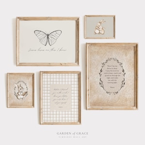 Christian Nursery Gallery Wall | Timeless Bible Verse Nursery Decor | Vintage Playroom Art Set of 5 | Farmhouse Kids Room | DIGITAL DOWNLOAD