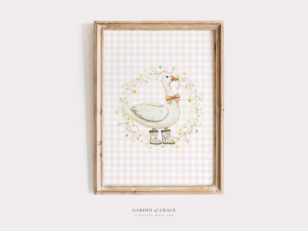 Silly Little Goose Nursery Wall Art, Duck Gingham Kid's Room Decor ...