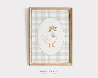 Silly Little Farm Goose Nursery Wall Art | Farmhouse Kid's Room Decor | Cute Animal Print | Neutral Color Printable Vintage CountryPoster