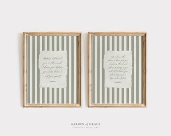Jeremiah 1:5 and 29 11 Wall Art Set in Sage Green, Christian Vintage Scripture Kid&#39;s Room Art Print, Bible Verse Farmhouse Nursery Decor